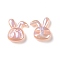 Opaque Acrylic Beads, AB Color Plated, Rabbit with Letter M Pattern, Light Salmon, 41x33x11.5mm, Hole: 3.2mm