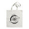 Printed Cotton Canvas Pouches, with Handle, Shoulder Bags for Shopping, Rectangle, Moon, 40x35cm