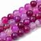 Dyed Natural Striped Agate/Banded Agate Round Bead Strands, Medium Violet Red, 8mm, Hole: 1mm, about 48pcs/strand, 14.9 inch