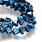 Electroplate Non-Magnetic Synthetic Hematite Beads Strands, Triangle, Faceted, Blue Plated, 6x8x3.5mm, Hole: 1mm, about 70~73pcs/strand, 15.35 inch(39cm)