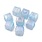 UV Plating Rainbow Iridescent Acrylic Beads, Faceted Cube, Light Sky Blue, 11.5x12.5x12.5mm, Hole: 4.3mm