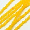 Natural White Jade Beads Strands, Faceted Round, Dyed, Gold, 3mm, Hole: 0.8mm, about 113~123pcs/strand, 15 inch