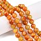 Dyed Natural White Jade Beads Strands, Two Tone, Round, Orange, 10x10mm, Hole: 1mm, about 38~39pcs/strand, 14.96~15.6''(38~39cm)