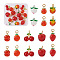 Spritewelry 16Pcs 8 Style Handmade Lampwork Pendants, with Brass Findings, Cadmium Free & Lead Free, Peach & Cherry & Column, Red, 14.5~20x12~18x8~14mm, Hole: 2.2~4mm, 2pcs/style