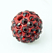 Pave Disco Ball Beads, Polymer Clay Rhinestone Beads, Grade A, Round, Siam, PP12(1.8~1.9mm), 8mm, Hole: 1mm